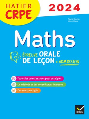 cover image of Mathématiques--CRPE 2024-2025--Epreuve orale d'admission